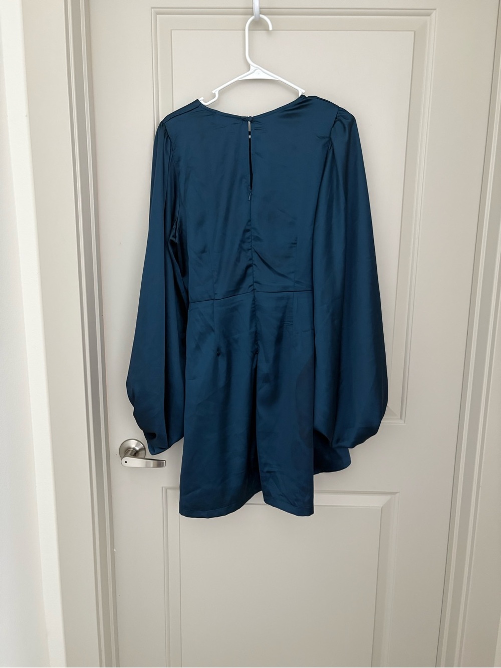 Opal Tie Waist Long Sleeve Satin Minidress Petal & Pup Navy Size 10 - Picture 3 of 6